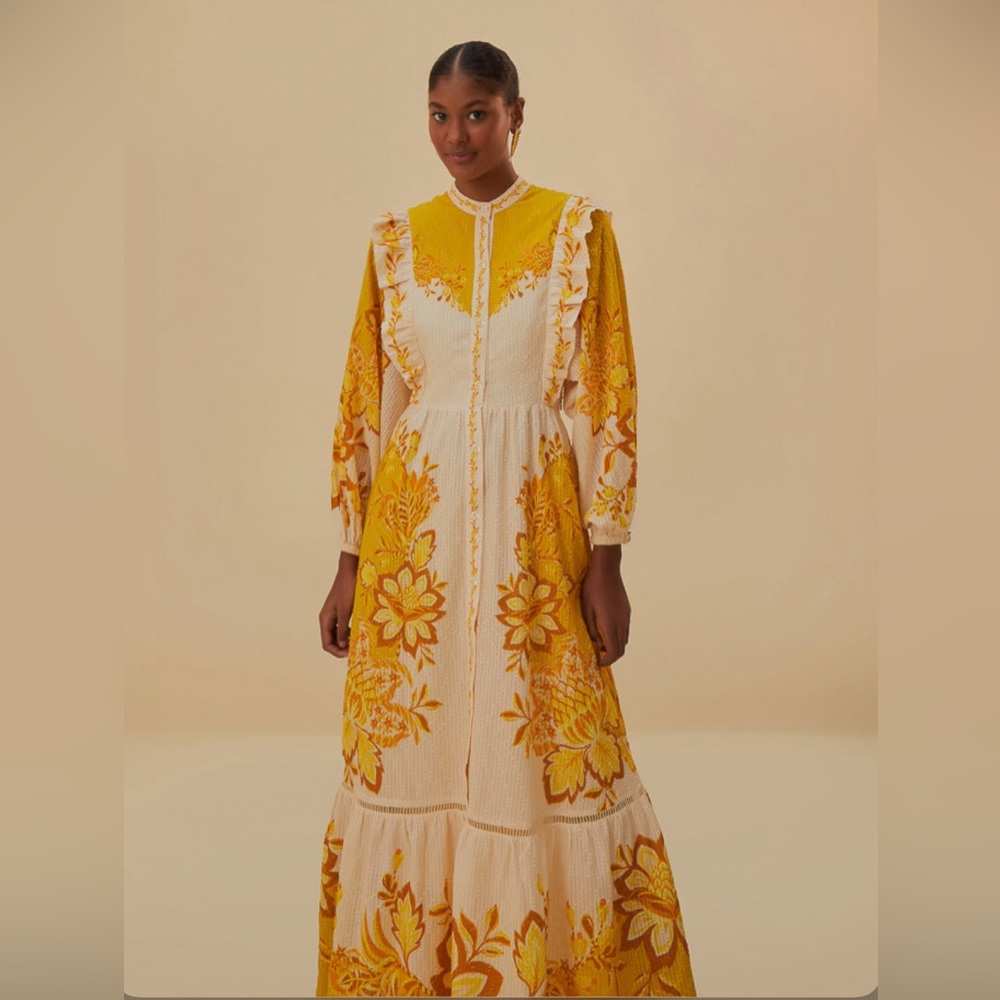 Farm Rio Aura Cream Floral Maxi Dress - Picture 2 of 10